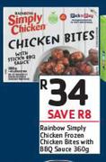 Rainbow Simply Chicken Frozen Chicken Bites With BBQ Sauce-360g