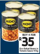 Koo Baked Beans In Tomato Sauce-4 x 410g