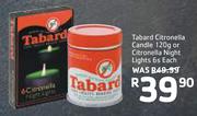 Tabard Citronella Candle-120g Or Citronella Night Lights-6s Each