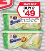 Sunshine D Lite 40% Fat Spread-2x1kg Tub