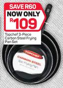Topchef 3 Piece Carbon Steel Frying Pan Set