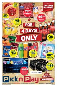 Pick n Pay Gauteng, Free State, North West, Mpumalanga, Limpopo & Northern Cape : 4 Days Only (16 December - 19 December 2021)