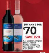 2 Oceans Sauvignon Blanc/Cabernet/Merlot/Shiraz Rose/Pinot Grigio Or Pinot Noir-2x750ml