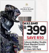 Johnnie Walker Double Black Blended Scotch Whisky-750ml  & 2 Glass Gift Pack