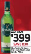 Glenfiddich 12 Year Old Single Malt Scotch Whisky-750ml
