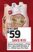 Bernini Assorted Non Returnable Bottles Assorted-6 x 275ml Or Cans-6 x 250ml Per pack