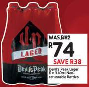 Devil's Peak Lager Non Returnable Bottles-6 x 340ml 