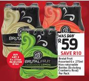 Brutal Fruit Non Returnable Bottles Assorted(Excluding Cranberry Rose)-6 x 275ml Per Pack