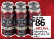 Stellenbrau Craven Craft Lager Or Jonkers Weiss Cans-6 x 440ml Per pack