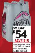 Hooch Spirit Cooler Non Returnable Bottles Assorted-6 x 275ml Per Pack
