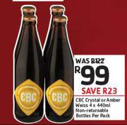 CBC Crystal Or Amber Weiss Non Returnable Bottles-4 x 440ml Per pack
