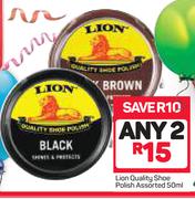 Lion Quality Shoe Polish Assorted-2 x 50ml