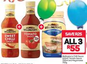 Wellington's Chilli Sauce 500ml, Tomato Sauce 700ml And Mayonnaise 750g-For All 3