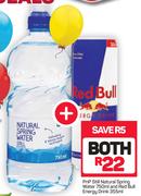 PnP Still Natural Spring Water 750ml And Red Bull Energy Drink 355ml-For Both