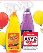 Plush Supreme Laminate Floor Cleaner Or Wood Floor Polish-Any 2x750ml