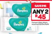 Pampers Baby Wipes-2x56/64's Refill