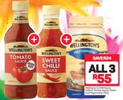 Wellington's Chilli Sauce 500ml, Tomato Sauce 700ml And Mayonnaise 750g-For All 3