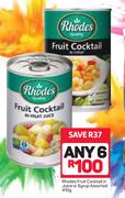 Rhodes Fruit Cocktail In Juice Or Syrup-Any 6 x 410g