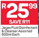 Jeyes Fluid Disinfectant & Cleanser Assorted-500ml Each