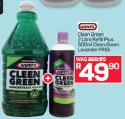 Wynn's Cleen Green 2 Ltr Refill Plus Free 500ml Cleen Green Lavender