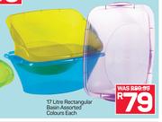 17Ltr Rectangular Basin Assorted Colours-Each