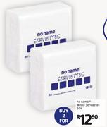 No Name White Serviettes-2 x 50s