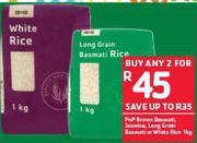 PnP Brown Basmati, jasmine Long Grain Basmati Or White Rice-Any 2x1kg 
