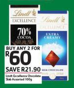 Lindt Excellence Chocolate Slab Assorted-2X100gm