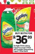 Sunlight Dishwashing Liquid Assorted-750ml & Sunlight Dishwashing Liquid Refill-750ml Both For