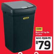 1Addis Black Lift Top Bin-32Ltr