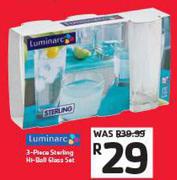1Luminarc 3 Piece Sterling Hi Ball Glass Set