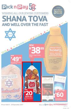 Pick n Pay Western Cape : Shana Tova To All Our Jewish Customers (05 Sep - 24 Sep 2017), page 1