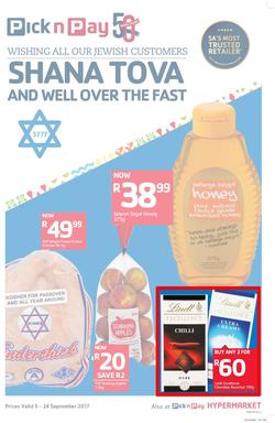 Pick n Pay Western Cape : Shana Tova To All Our Jewish Customers (05 Sep - 24 Sep 2017), page 1