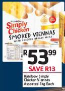 Rainbow Simply Chicken Viennas Assorted-1Kg