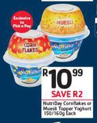 Nutriday Cornflakes Or Muesli Topper Yoghurt 150/160gm-Each