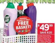 Sunlight Dishwashing Liquid, Handy Andy All Purpose Cleaner & Domestos Thic Bleach-3x750ml Combo PaK