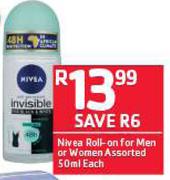 Nivea Roll-On For Men Or Women-50ml Each