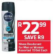 Nivea Deodrant For Men Or Women-150ml Each