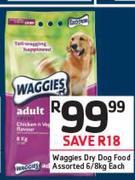 Waggies Dry Dog Food-6kg/8kg Each