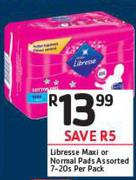 Libresse Maxi Or Normal Pads Assorted-7-20s Per Pack