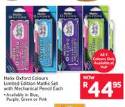 Helix Oxford Colours Limited Edition Maths Set With Mechanical Pencil-Each
