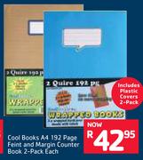 Cool Books A4 192 Page Feint & Margin Counter Book 2 Pack-Each