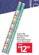 Colour Me Themed Single Roll Wrap Assorted Colours 1m x 70cm-Each