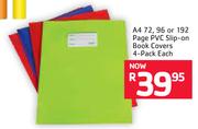 A4 72, 96 Or 192 Page PVC Slip-On Book Covers 4-Pack-Each