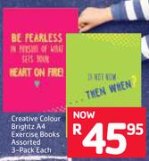 Creative Colour Brightz A4 Exercise Books 3-Pack-Each