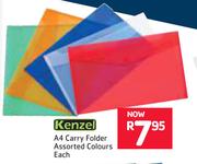 Kenzel A4 Carry Folder Assorted Colours-Each