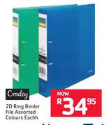 Croxley 2D Ring Binder File Assorted Colours-Each