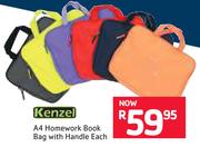 Kenzel A4 Homework Book Bag With Handle-Each