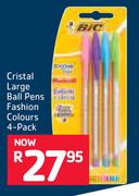 BIC Cristal Large Ball Pens Fashion Colours 4-Pack