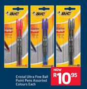BIC Crystal Ultra Fine Ball Point Pens Assorted Colours-Each